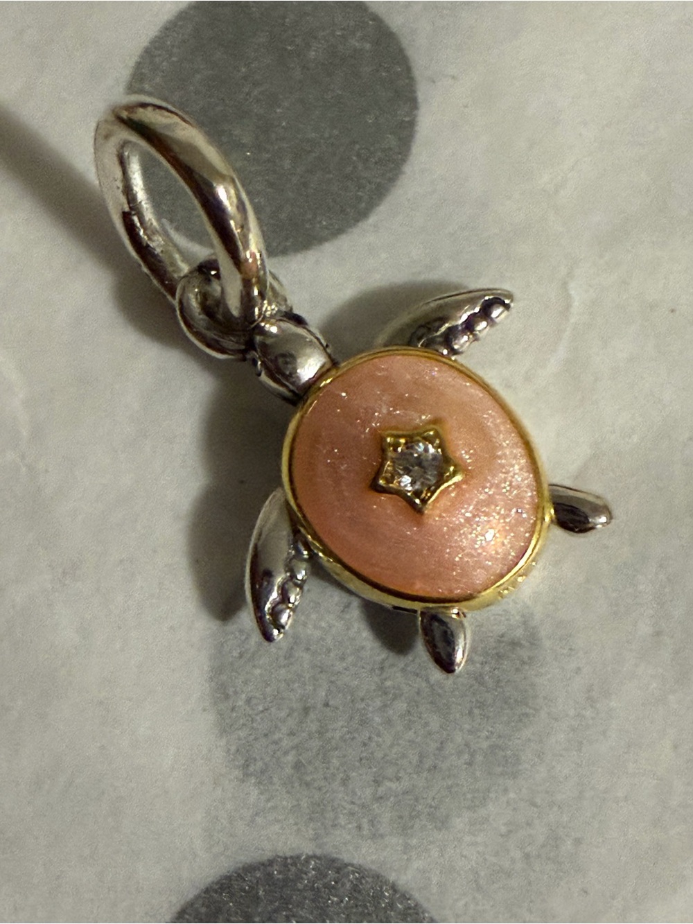 Pandora Pink Enamel Turtle Charm with Crystal Accent